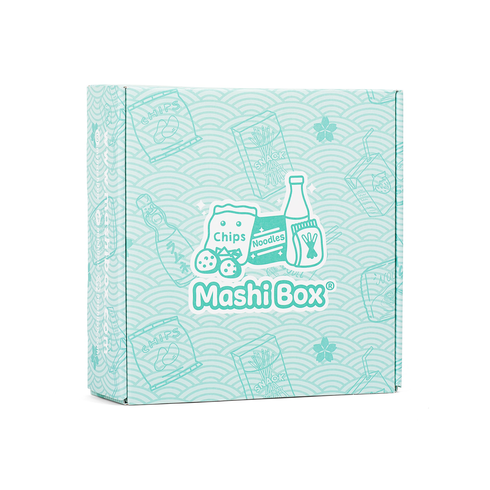 Mashi Box Asian Dagashi Snack Surprise Mystery Box 25 Pieces w/ 3 Full Size Items Including Drink Instant Noodle Assortment of Chinese Korean Japanes