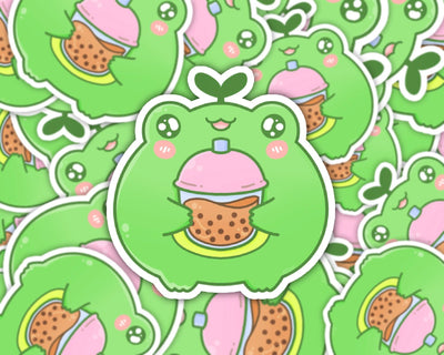 "Matcha" the Frog Waterproof Vinyl Sticker
