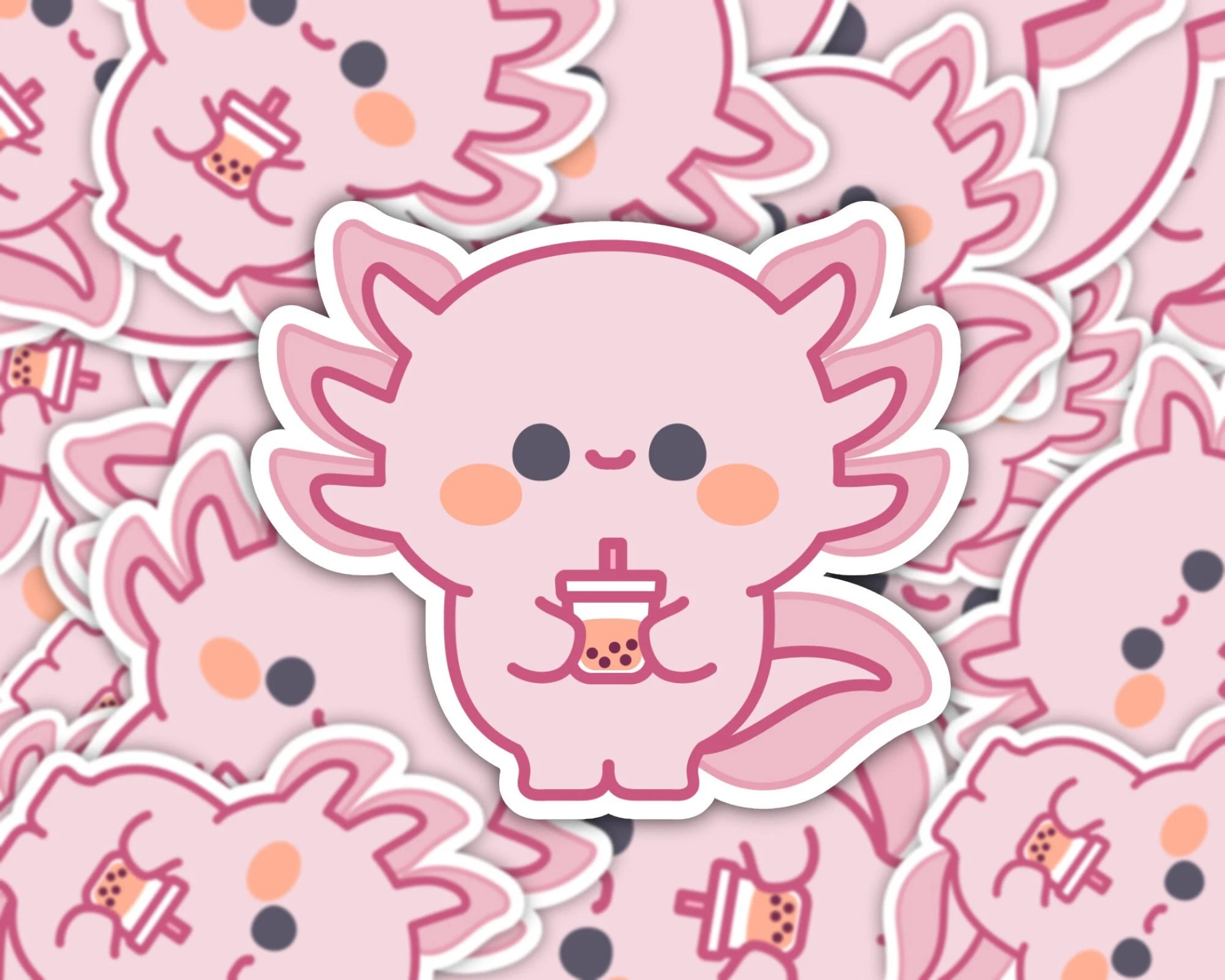 Boba Axolotl Waterproof Vinyl Sticker