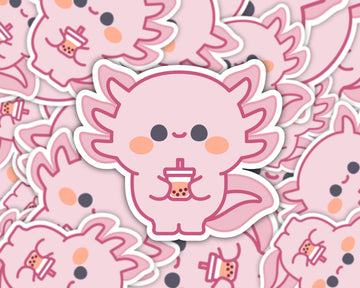 Boba Axolotl Waterproof Vinyl Sticker