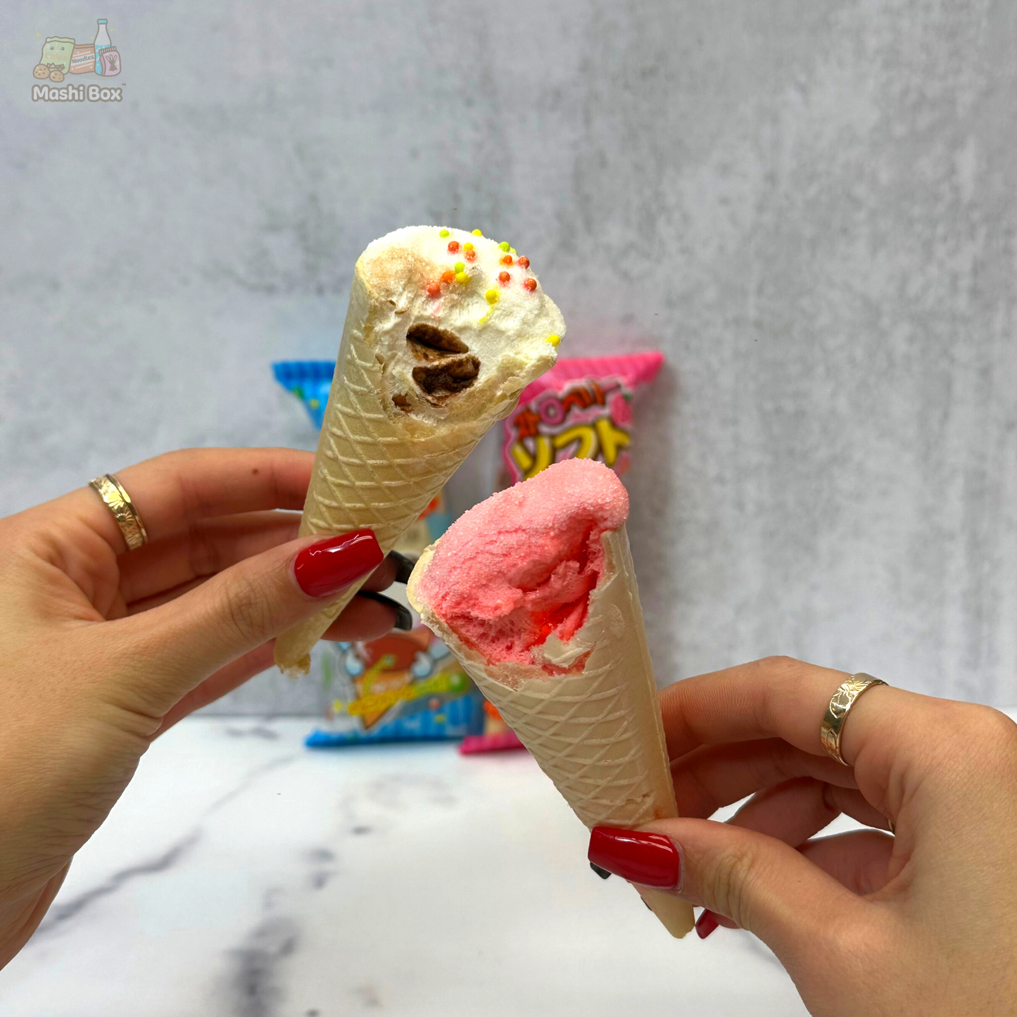 Yaokin Ice Cream Marshmallow Cone -- Chocolate & Strawberry