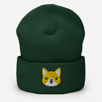 Embroidered Corgi Cuffed Beanie